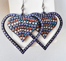 Load image into Gallery viewer, Metallic Toned Hand Painted Heart Shaped Earrings
