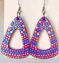 Load image into Gallery viewer, Metallic Tones Hand Painted Rounded Triangle Earrings
