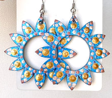 Load image into Gallery viewer, Metallic Tones Hand Painted Circle Inside Flower Earrings
