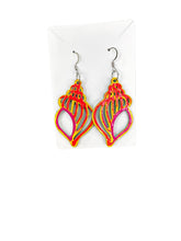 Load image into Gallery viewer, Hand Painted Orange and Yellow Seashell Earrings
