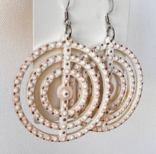 Load image into Gallery viewer, White and Rose Gold Hand Painted Concentric Circles Earrings
