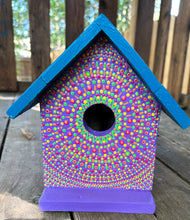 Load image into Gallery viewer, Hand Painted Purple and Blue Wooden Bird House
