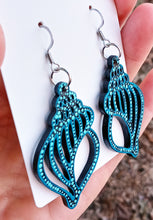 Load image into Gallery viewer, Hand Painted Blue Sea Shell Earrings
