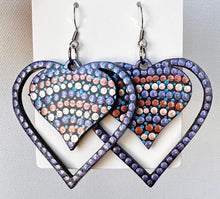 Load image into Gallery viewer, Metallic Toned Hand Painted Heart Shaped Earrings
