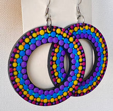Load image into Gallery viewer, Colorful Hand Painted Circular Hoop Earrings
