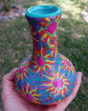 Load image into Gallery viewer, Hand Painted Pink and Yellow Colorful Ceramic Mini Flower Vase
