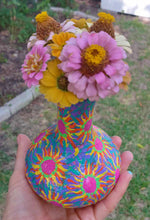 Load image into Gallery viewer, Hand Painted Pink and Yellow Colorful Ceramic Mini Flower Vase
