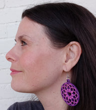 Load image into Gallery viewer, Hand Painted Purple and Pink Heart Dream Catcher Earrings
