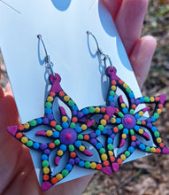 Load image into Gallery viewer, Hand Painted Colorful 5 Point Flower Earrings

