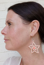 Load image into Gallery viewer, Beige and Coral Hand Painted Five Point Flower Earrings
