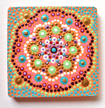 Load image into Gallery viewer, Coral and Gold Hand Painted Wooden Beverage Coasters
