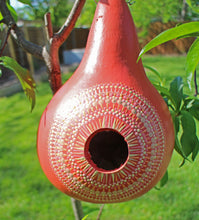 Load image into Gallery viewer, Coral and White Hand Painted Gourd Bird House
