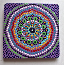 Load image into Gallery viewer, Purple and Light Blue Hand Painted Wooden Beverage Coasters
