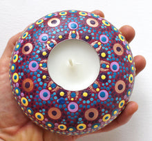 Load image into Gallery viewer, Light Purple and Rose Gold Hand Painted Round Tea Light Candle Holder

