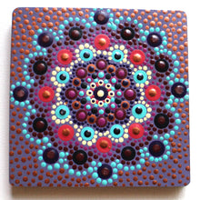 Load image into Gallery viewer, Plum and Copper Hand Painted Wooden Beverage Coasters
