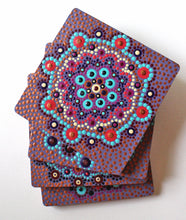 Load image into Gallery viewer, Plum and Copper Hand Painted Wooden Beverage Coasters
