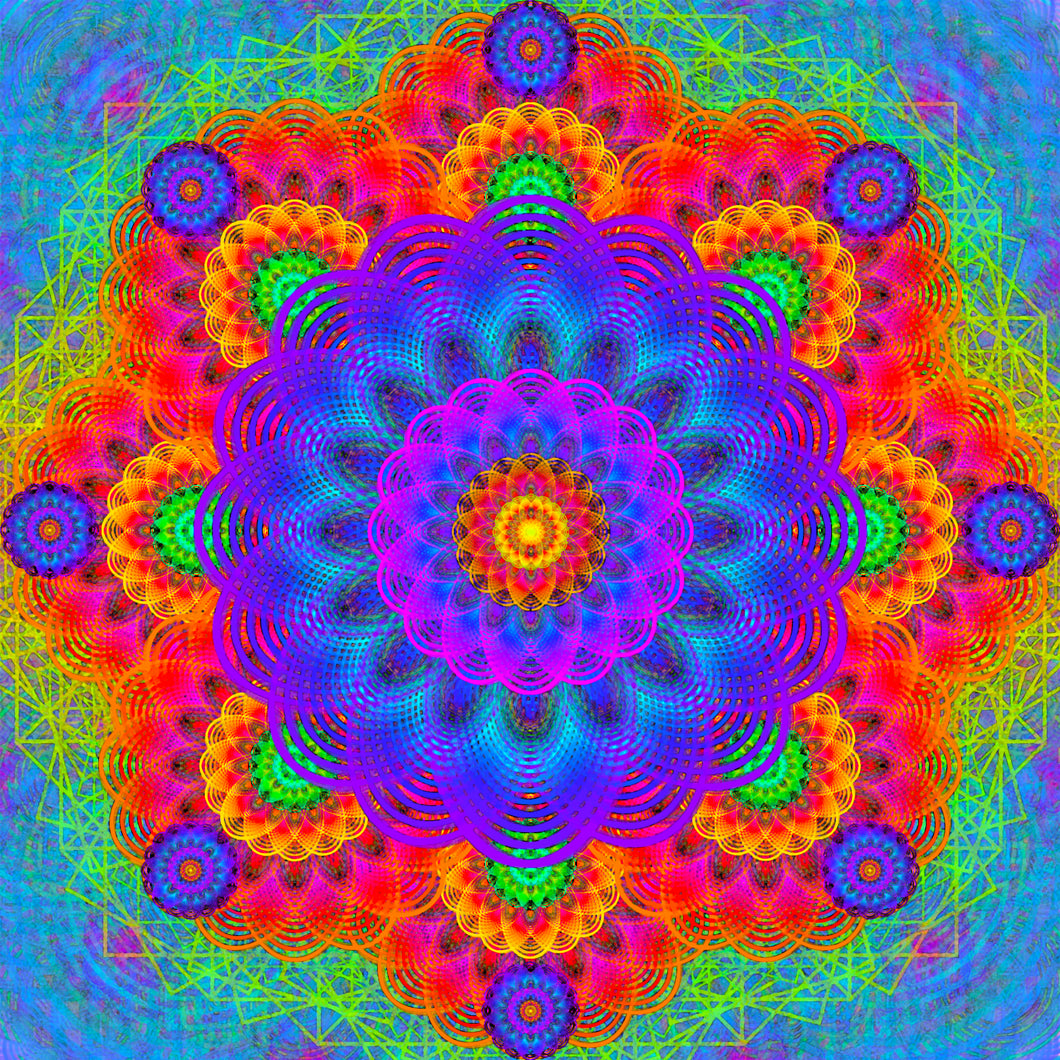 Blue and Purple Digital Mandala