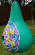 Load image into Gallery viewer, Green and Purple Hand Painted Gourd Bird House
