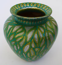 Load image into Gallery viewer, Green and Gold Hand Painted Flower Vase
