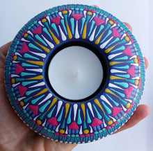 Load image into Gallery viewer, Light Blue and Pink Tea Light Candle Holder
