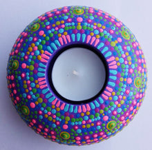 Load image into Gallery viewer, Pink and Green Hand Painted Tea Light Candle Holder
