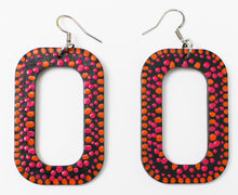 Load image into Gallery viewer, Pink and Orange Hand Painted Wooden Rectangle Hoops
