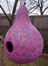 Load image into Gallery viewer, Hand Painted Pink and Gold Intricate Design Gourd Style Bird House
