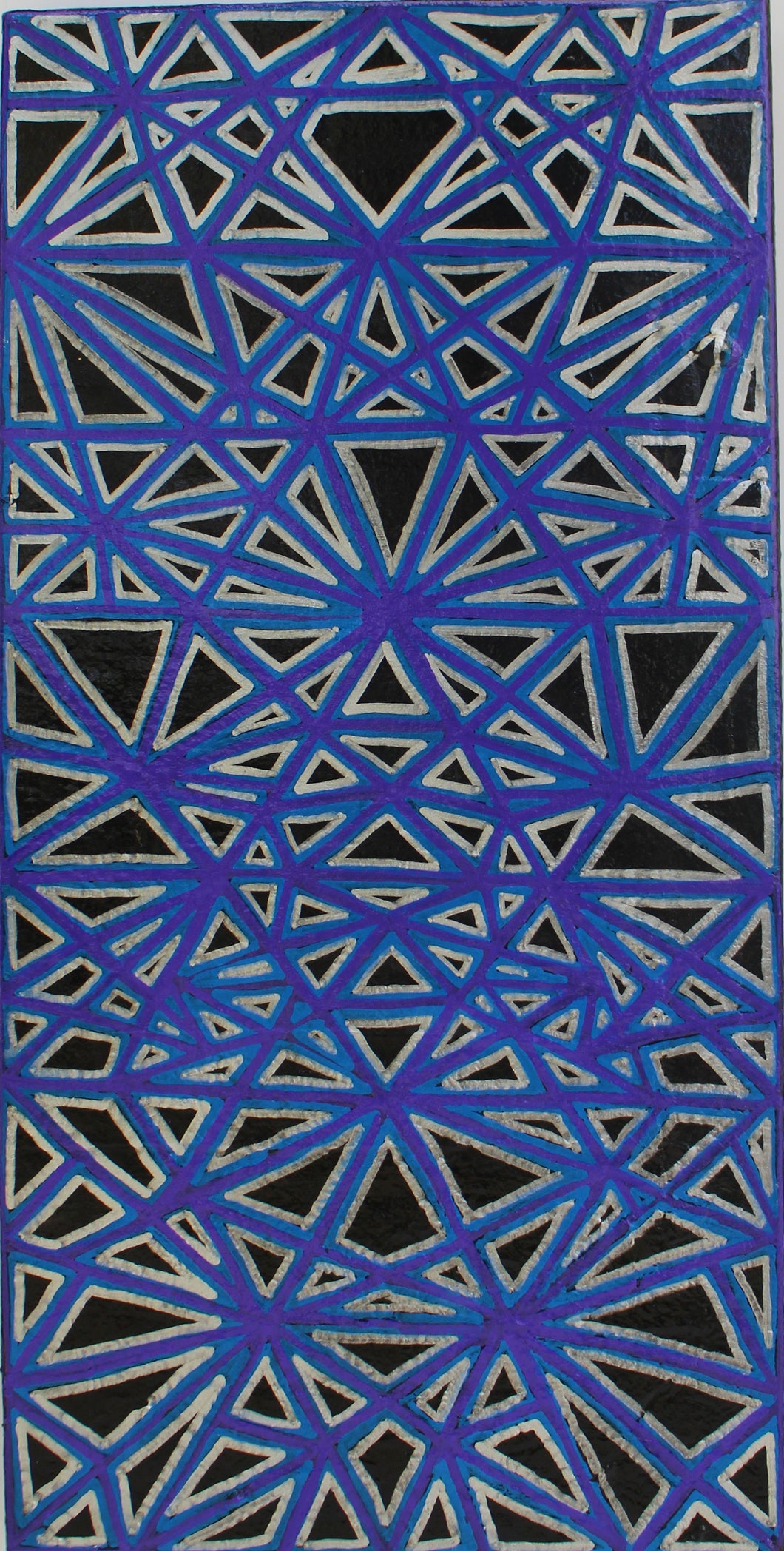 Blue and Purple Hand Painted Geometric Design Painting