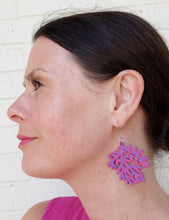 Load image into Gallery viewer, Purple and Pink Hand Painted Large Sea Coral Earrings

