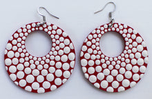Load image into Gallery viewer, Red and White Hand Painted Big Hoop Earrings
