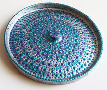 Load image into Gallery viewer, Silver and Teal Hand Painted Round Incense Holder
