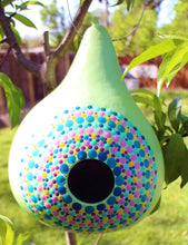 Load image into Gallery viewer, Light Green and Yellow Hand Painted Gourd Bird House
